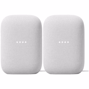 Google GA01420-US Nest Audio Smart Speaker 2 Pack Chalk with Privacy Controls and Superior Sound