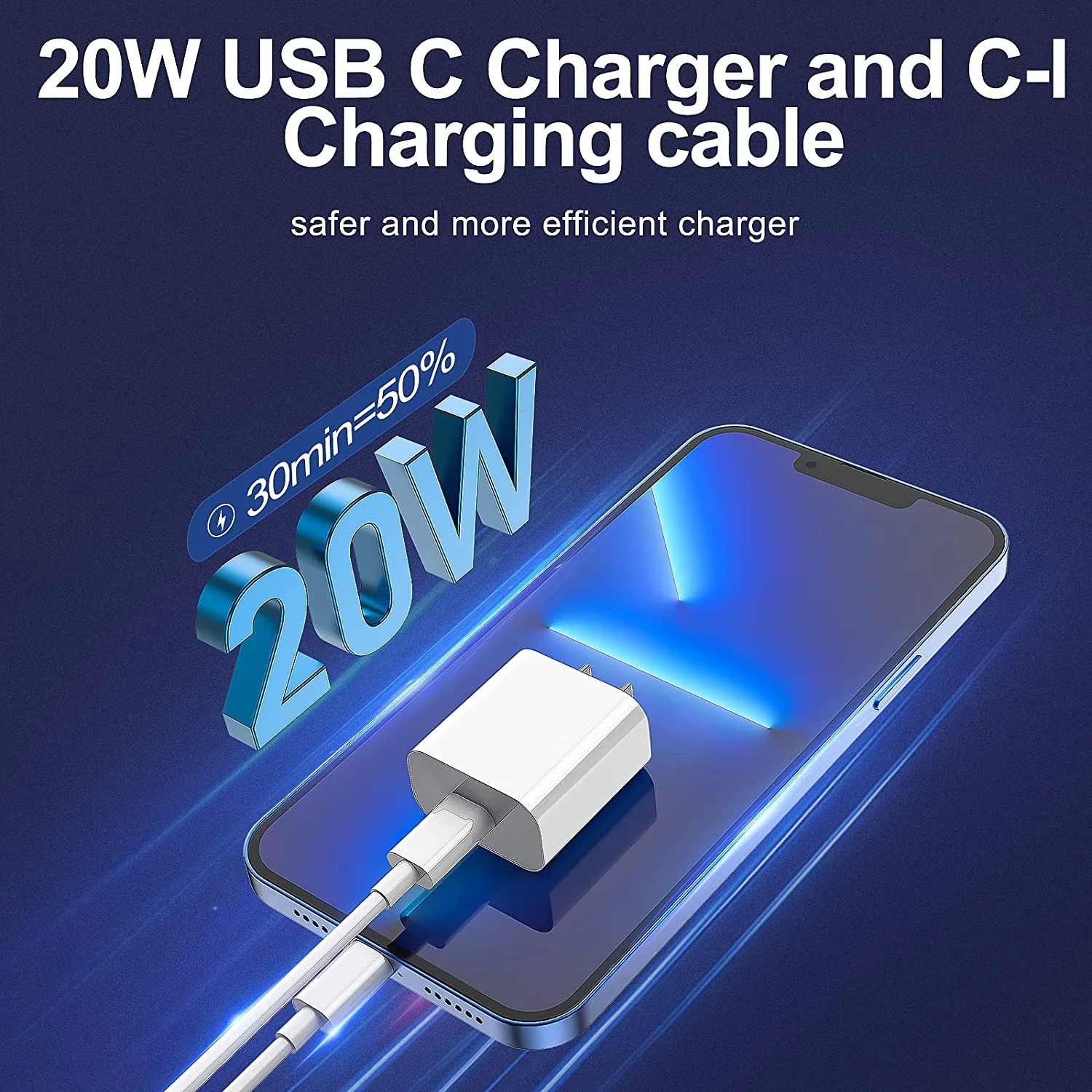 iPhone Charger, 2 Pack 20W PD White Fast Charger Block with 6ft Fast Charging Cables Compatible with iPhone 14/13/12/11
